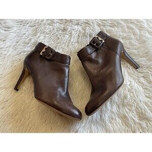 Vince Camuto Chrissa Ankle Boots Shoes Size 10W Brown Leather Side Zip Booties